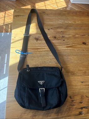Prada Black Nylon Crossbody Bag with Silver Hardware